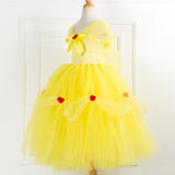 Kid Baby Girl Mesh Princess Fluffy Belle Beauty Cosplay Tutu Dress