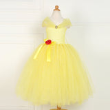 Kid Baby Girl Mesh Princess Fluffy Belle Beauty Cosplay Tutu Dress