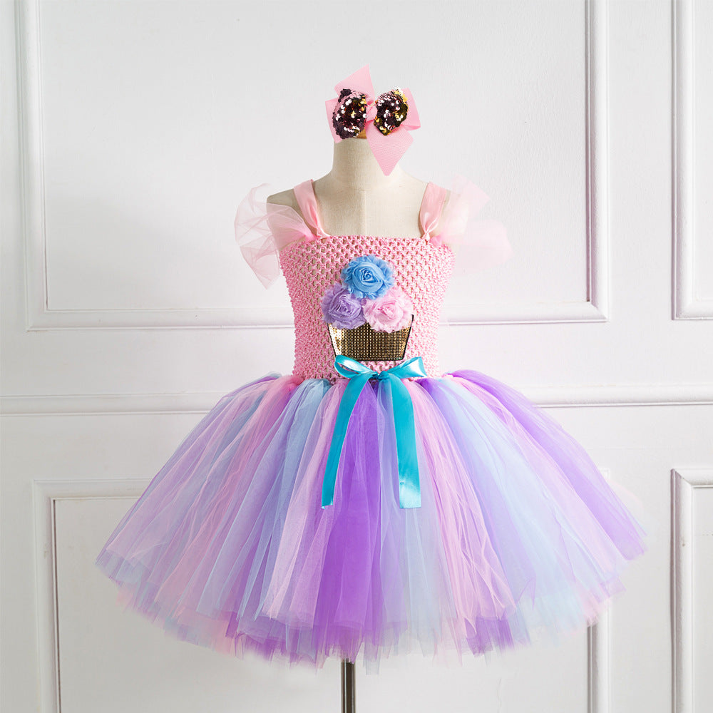 Kid Baby Girls Party Princess Flower Sequin Tutu Dress