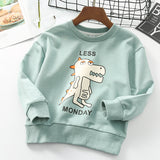 Kid Girl Cartoon Dinosaur Printed Sweatshirt Crew Neck Shirt
