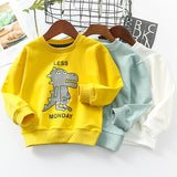 Kid Girl Cartoon Dinosaur Printed Sweatshirt Crew Neck Shirt