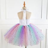 Unicorn Kid Girl Rainbow Sequin Tulle Birthday Dress