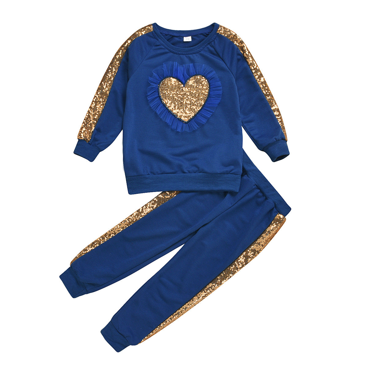 Toddler Baby Girl Valentine's Day Long Sleeve Love Sequins 2 Pcs Sets