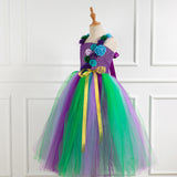 Kid Girl Long Flower Ribbow Tutu Voile Mesh Unicorn Dress