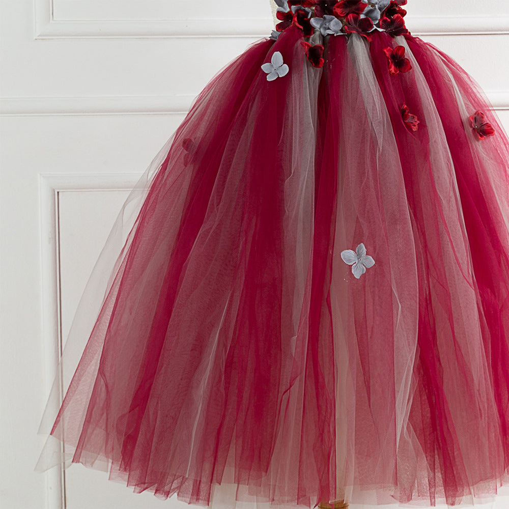 Kid Baby Girl Long Petal Dress Wedding Unicorn Fluffy Performance Dress