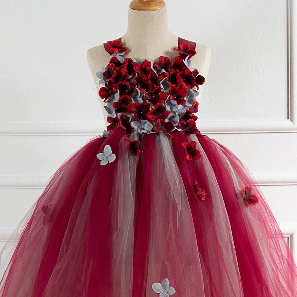 Kid Baby Girl Long Petal Dress Wedding Unicorn Fluffy Performance Dress