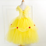 Kid Baby Girl Mesh Princess Fluffy Belle Beauty Cosplay Tutu Dress