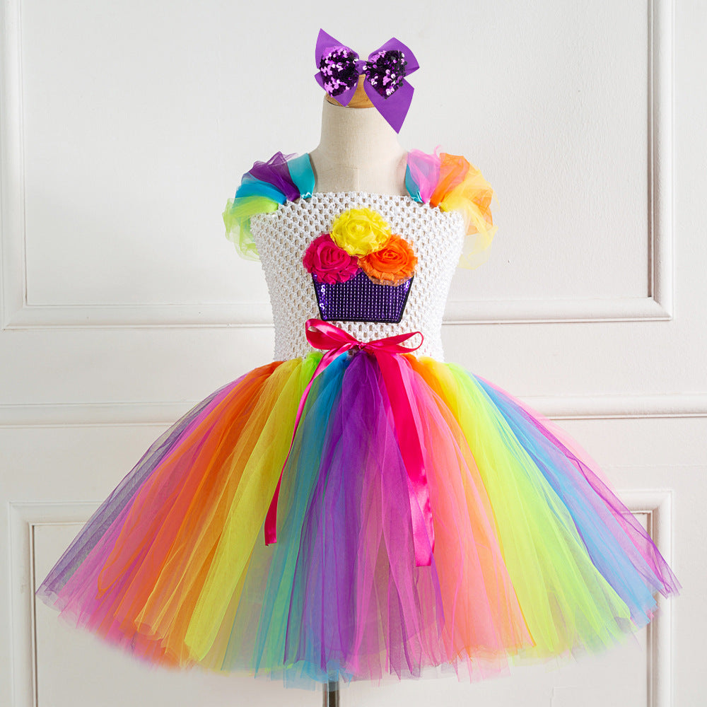 Kid Baby Girls Party Princess Flower Sequin Tutu Dress