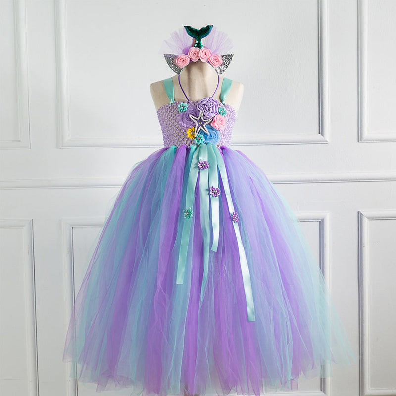Kid Baby Girl Mermaid Long Unicorn Flower Rainbow Dresses