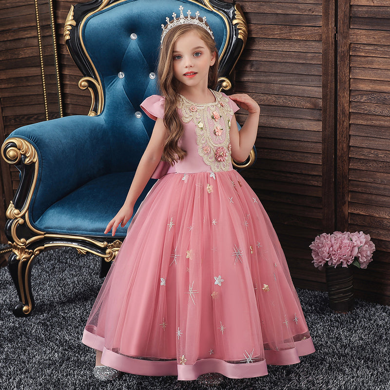 Kid Girl Hosts Show Princess Long Dress