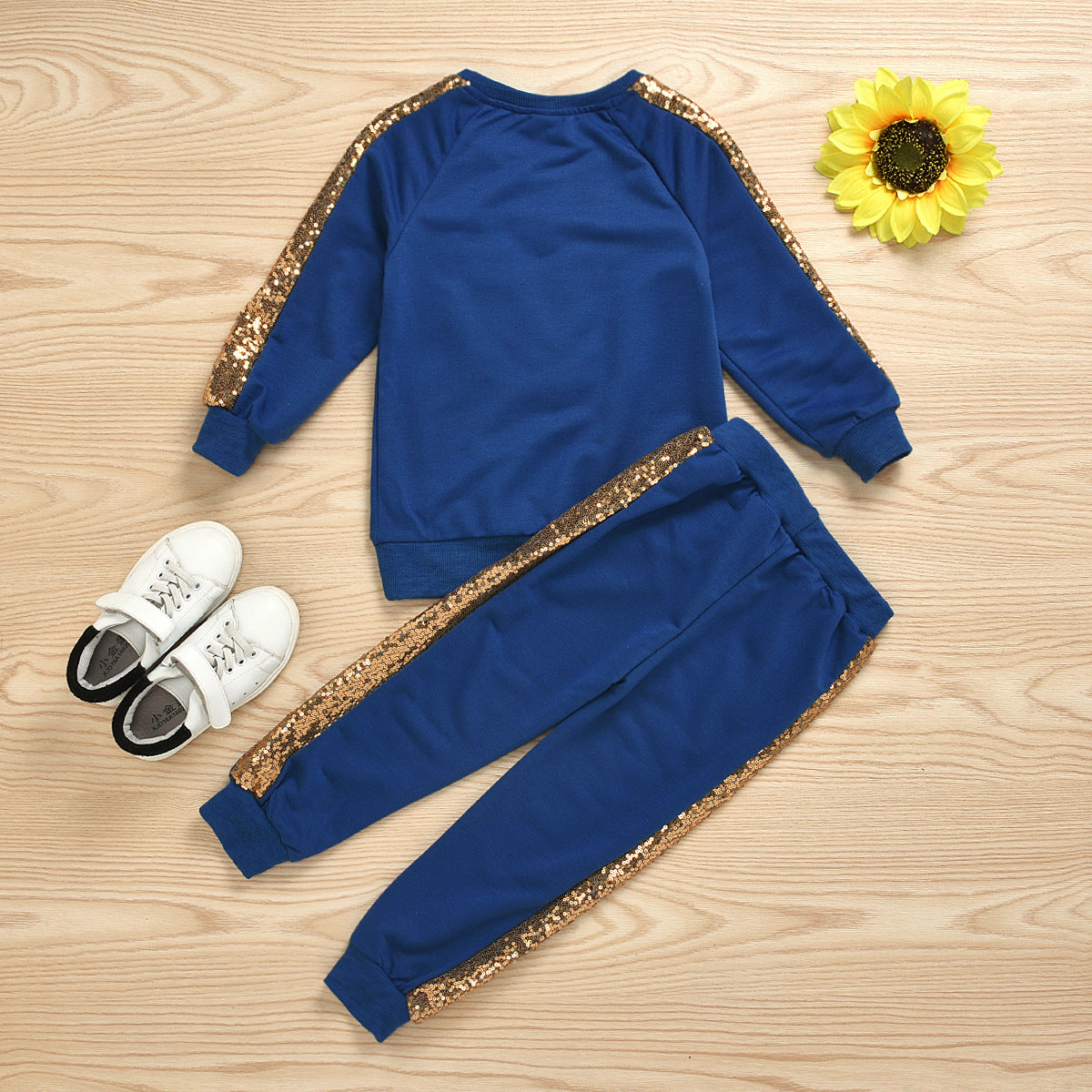Toddler Baby Girl Valentine's Day Long Sleeve Love Sequins 2 Pcs Sets