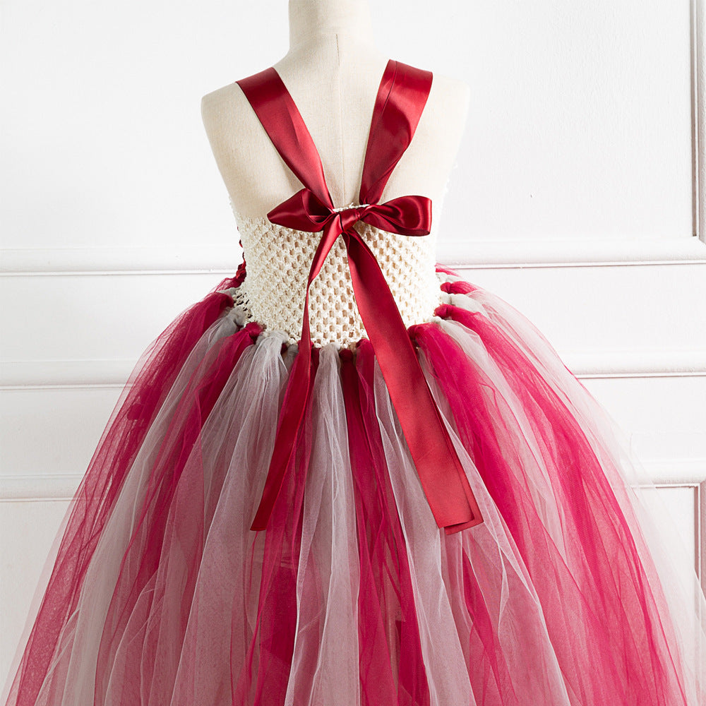 Kid Baby Girl Long Petal Dress Wedding Unicorn Fluffy Performance Dress