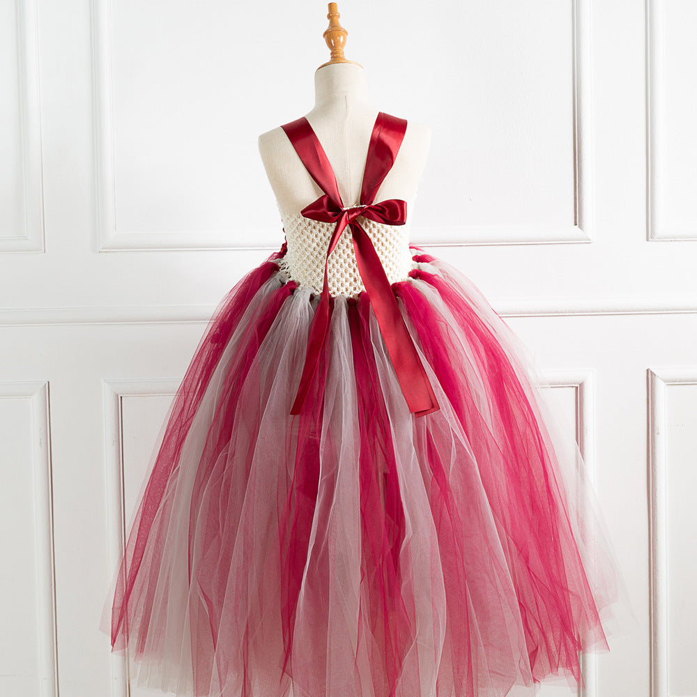 Kid Baby Girl Long Petal Dress Wedding Unicorn Fluffy Performance Dress