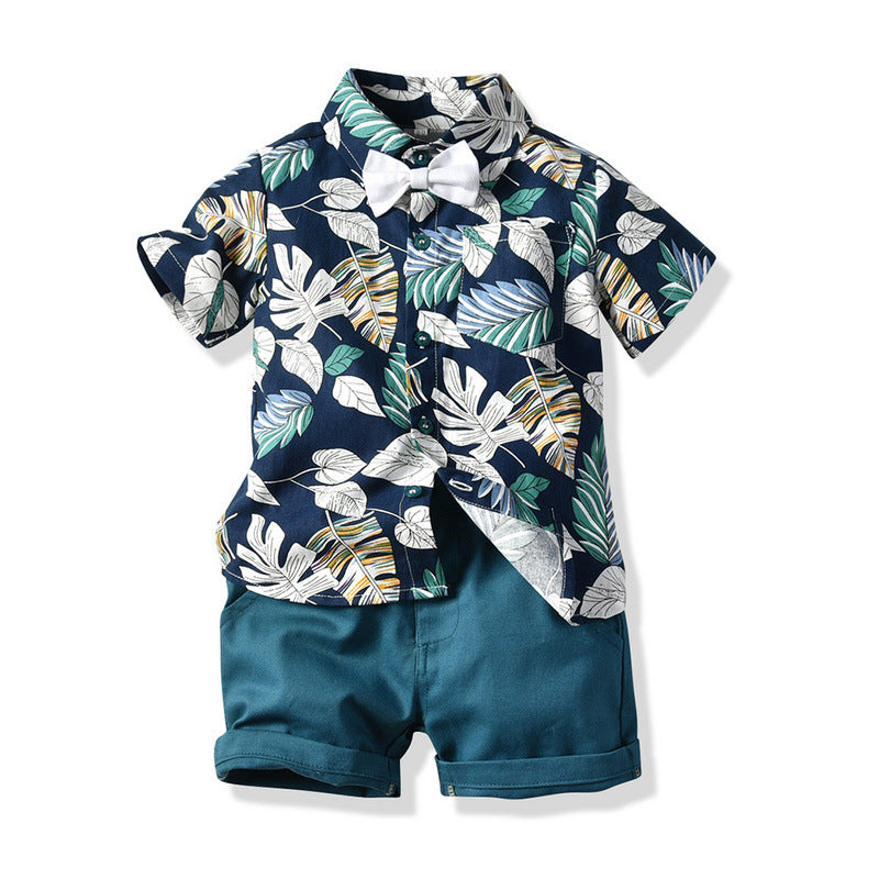 Kid Baby Boy Multi-color Beach Suit Summer Short-sleeved Floral Casual 2 Pcs Set
