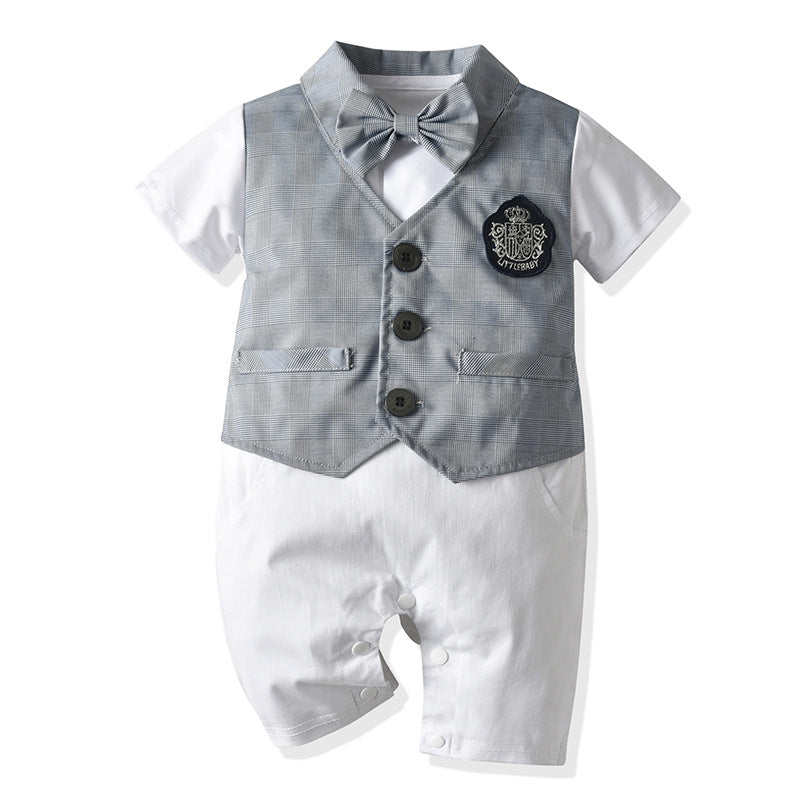 Baby Boy Onesie Gentleman Short Sleeve Climbing Suit Rompers