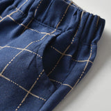 Kid Baby Boy Suit Short Sleeve British Plaid 2 Pcs Sets