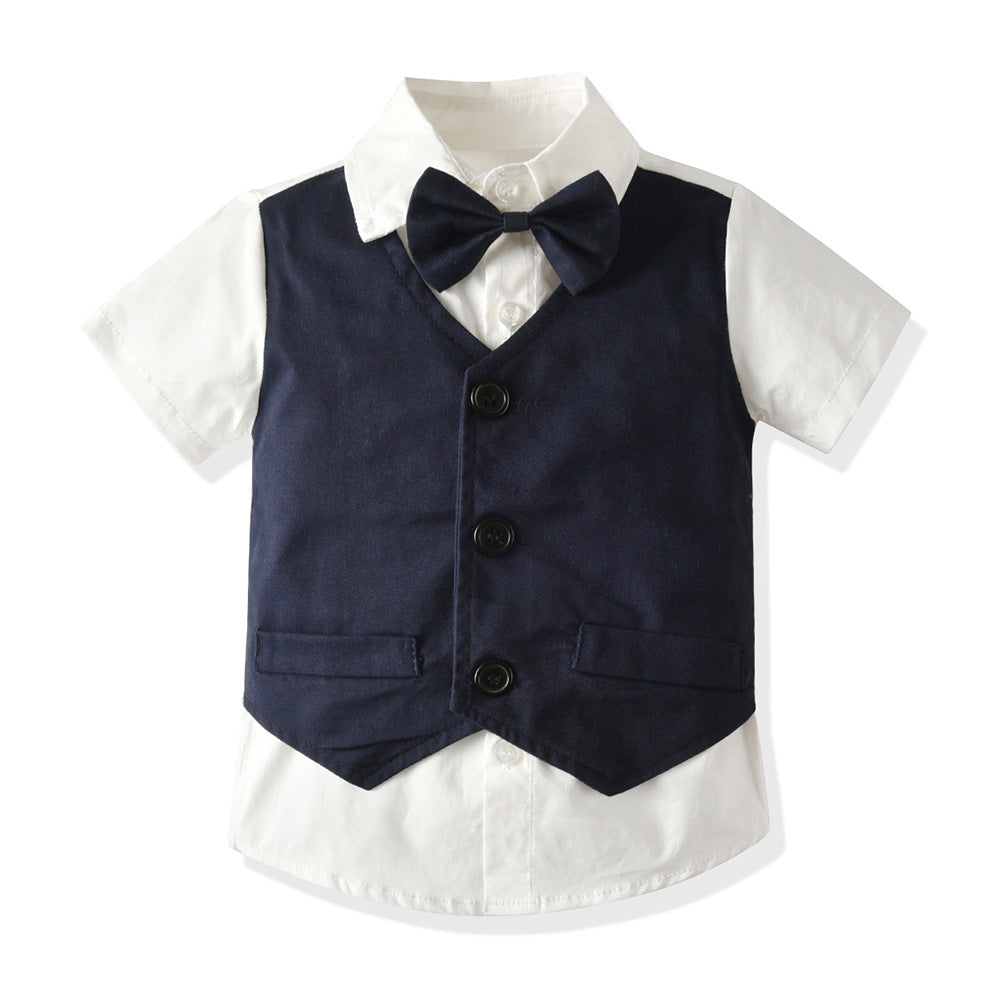 Kid Baby Boy Gentleman Suit False Shorts 2 Pcs Sets