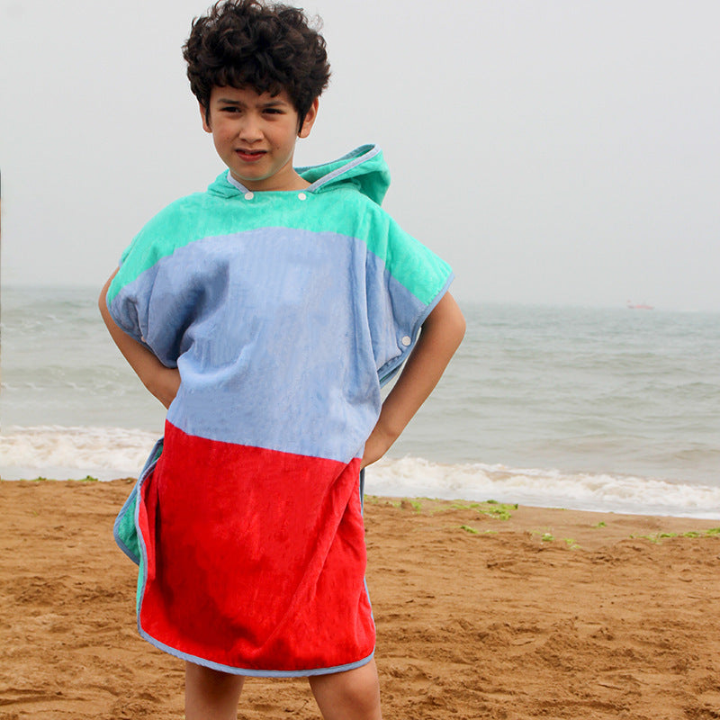 Kid Baby Cotton Baby Bath Towel Poncho Beach Hodded Towel Quick Dry Cloak Pajamas