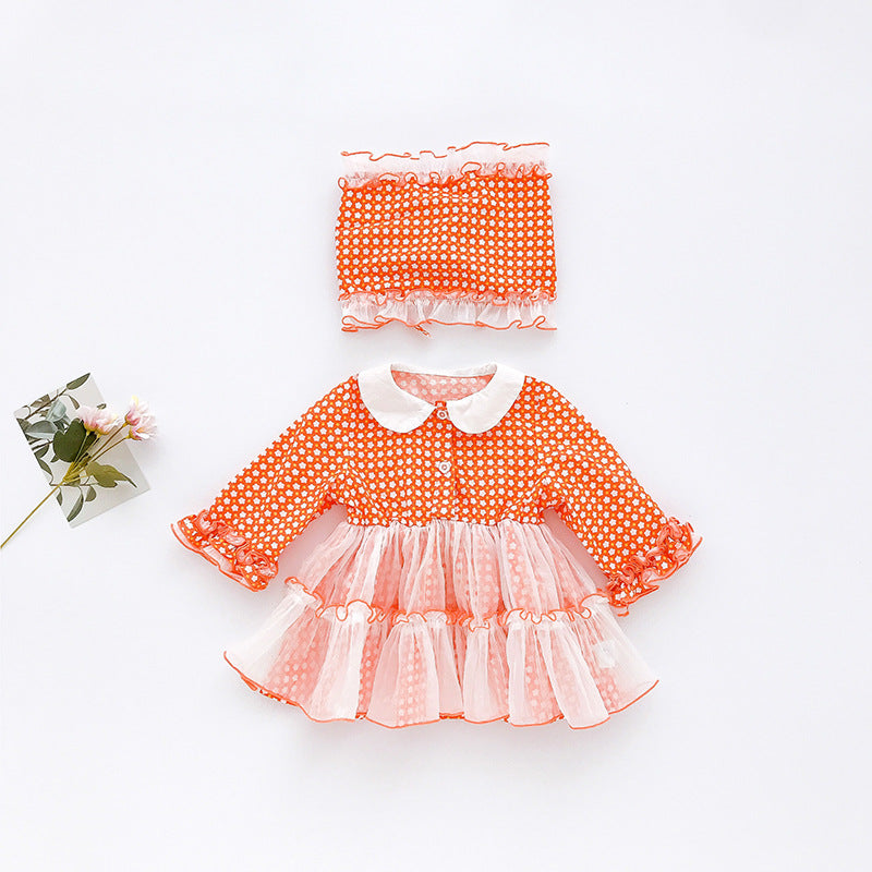 Kids Dress Lolita Little Flower Doll Collar Sweet Mesh Dress