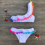 Kid Baby Girl Colored Balls Bikini Slanted Shoulders Swimsuits