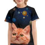 Kid Short 3D Star Cat And Dog Printed Nylon T-shirt