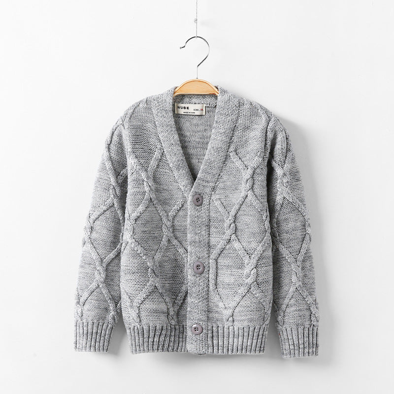 Kid Baby Boys Knit Sweater Solid Color Autumn Winter Cardigan
