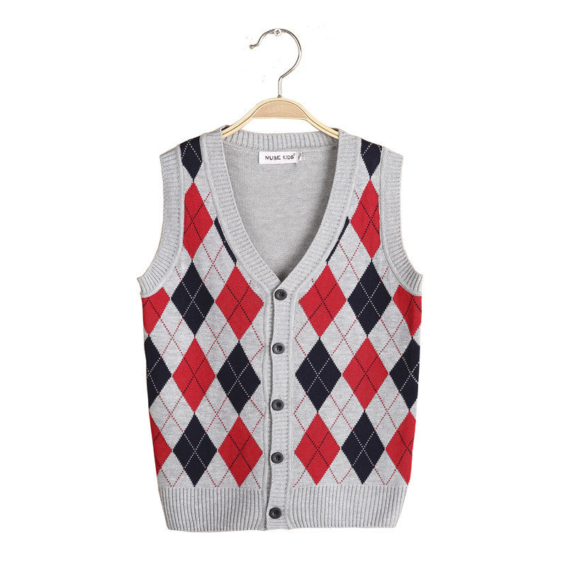 Kid Boys Knit Sweater Knitted Spring  Autumn Vest