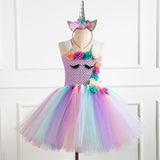 Kid Girl Rainbow Unicorn Princess Dress Halloween Carnival Dress