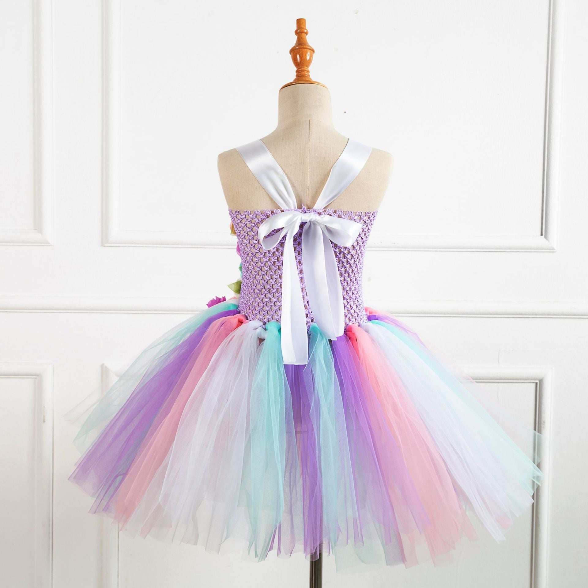 Kid Baby Flower Gauze Girl Princess Skirt Unicorn Princess Rainbow Dress