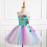 Kid Girl Rainbow Unicorn Princess Dress Halloween Carnival Dress