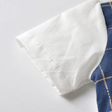 Kid Baby Boy Suit Short Sleeve British Plaid 2 Pcs Sets