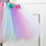 Kid Baby Flower Gauze Girl Princess Skirt Unicorn Princess Rainbow Dress