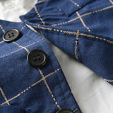 Kid Baby Boy Suit Short Sleeve British Plaid 2 Pcs Sets