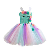 Kid Girl Rainbow Unicorn Princess Dress Halloween Carnival Dress