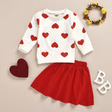 Kid Baby Girl Spot Valentine Suit Cotton Long Sleeve 2 Pcs Sets