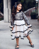 Baby Girls Party Flared Sleeve Lace Pageant Princess Dress 6M-5Y