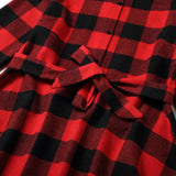 Family Matching Mommy And Me Outfits Long Sleeve Red Plaid Dress