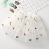 Kid Baby Girls Pineapple Embroidered Mesh Lovely Skirts