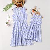 Family Matching Parent-child Bow-tie Plaid Dress