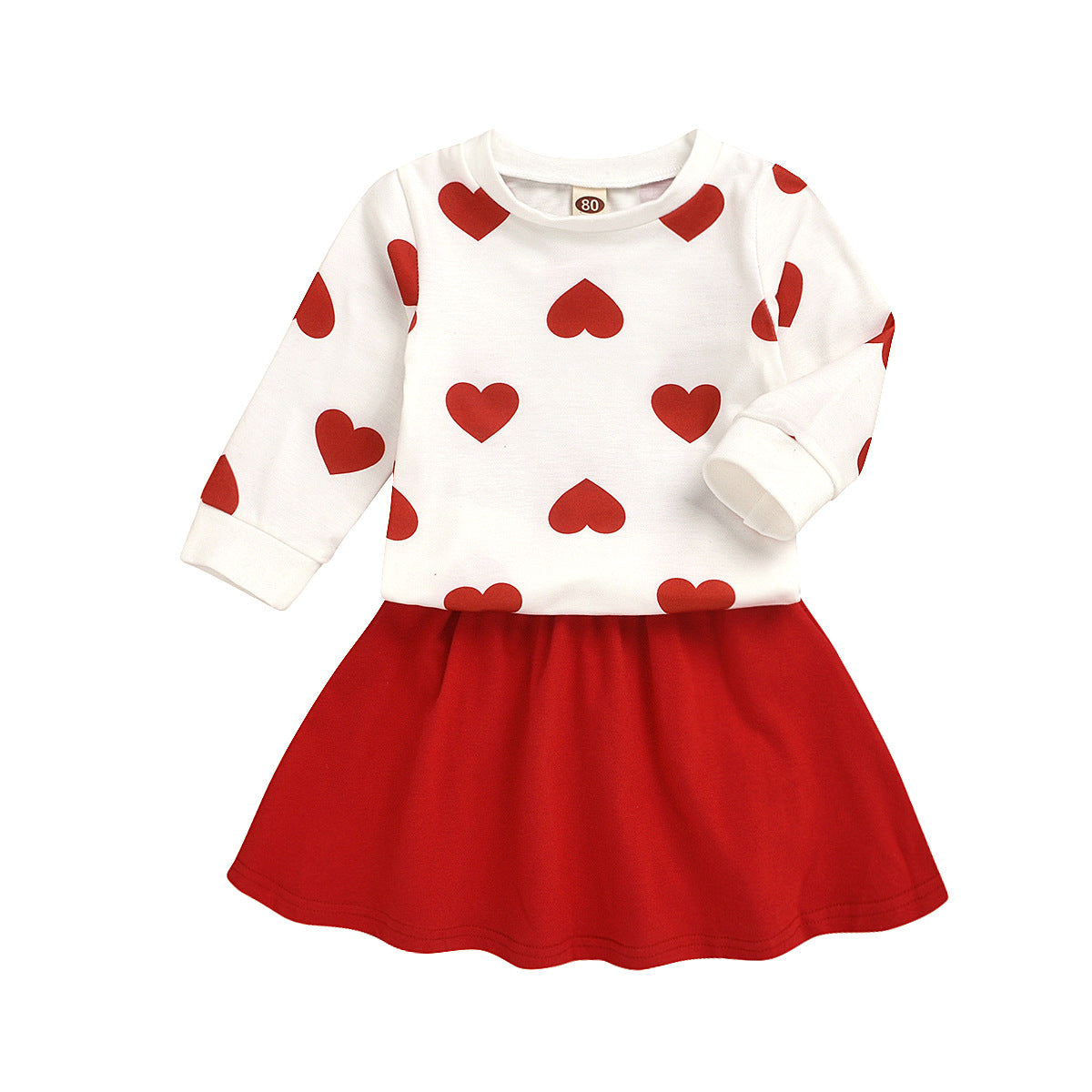 Kid Baby Girl Spot Valentine Suit Cotton Long Sleeve 2 Pcs Sets