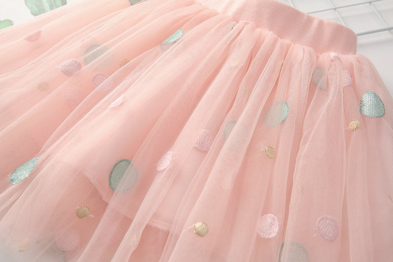 Kid Baby Girls Dot Embroidery Gauze Dance Skirts
