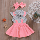 Kid Baby Girl Fashionable Short Sleeve Strap 2 Pcs Sets