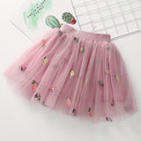 Kid Baby Girls Pineapple Embroidered Mesh Lovely Skirts