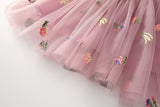 Kid Baby Girls Pineapple Embroidered Mesh Lovely Skirts