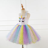 Unicorn Kid Girl Rainbow Sequin Tulle Birthday Dress