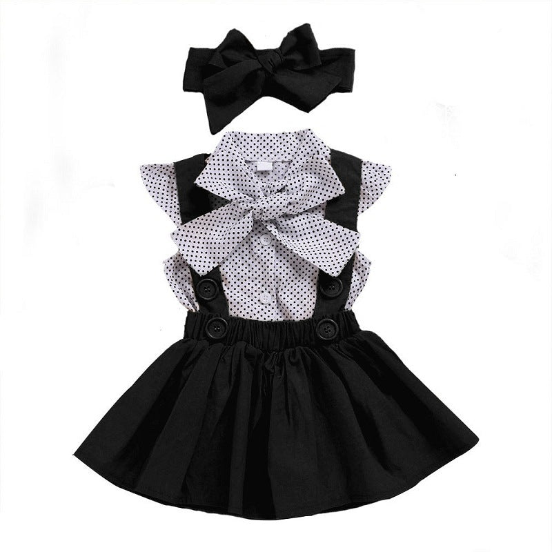 Kid Baby Girl Fashionable Short Sleeve Strap 2 Pcs Sets