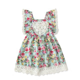 Kid Baby Girls Sub Flying Sleeve Shoulder Broken Flower Dress