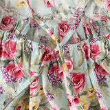Kid Baby Girls Sub Flying Sleeve Shoulder Broken Flower Dress