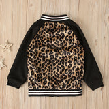 Kid Baby Girl Leopard Pattern Long Sleeve Zipper Jacket Baseball Coats