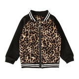 Kid Baby Girl Leopard Pattern Long Sleeve Zipper Jacket Baseball Coats